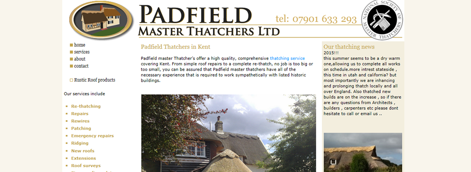 Padfield Thatchers, Thanet, Kent website design clients