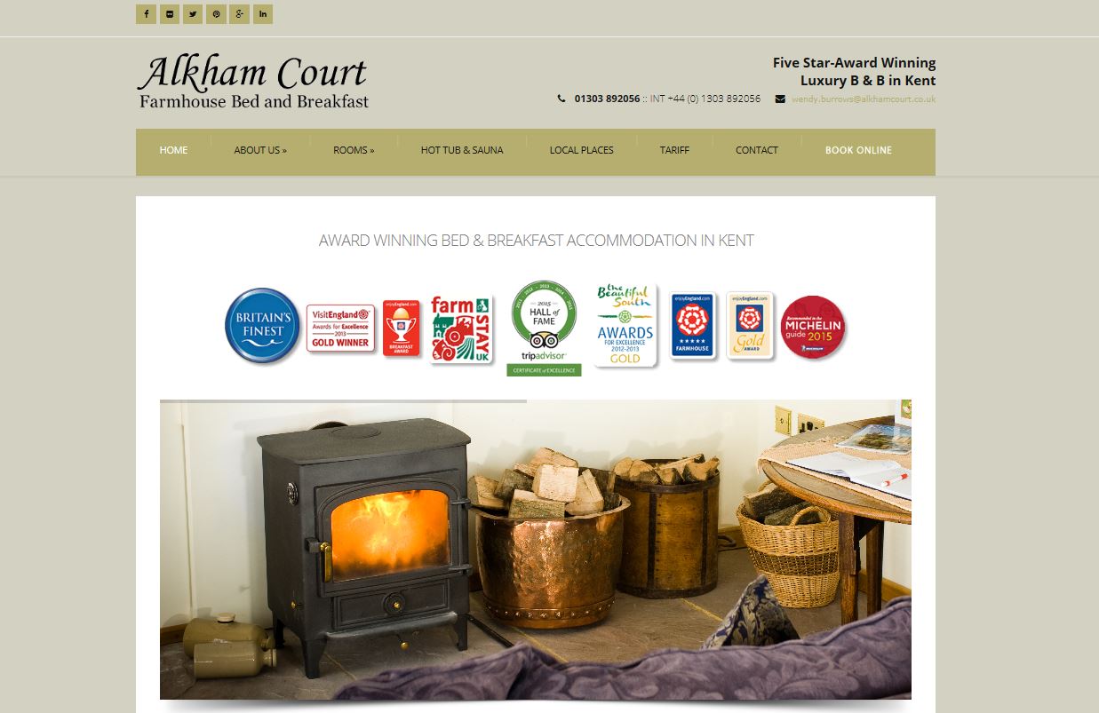 Alkham Court B and B in Dover website design