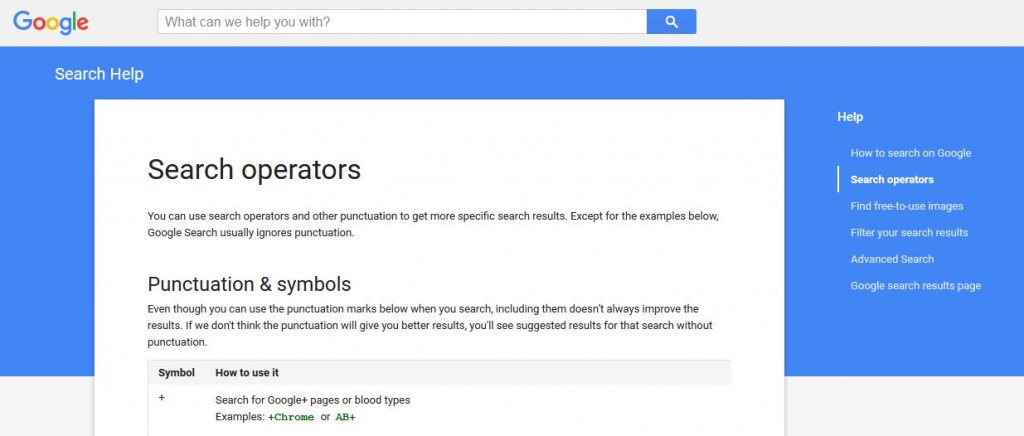 google boolean search operators not