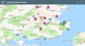 canterbury airport transfers website google map design