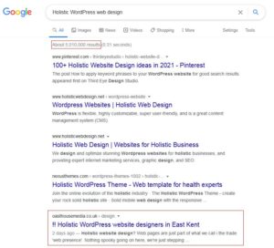 holistic website design search on google in UK