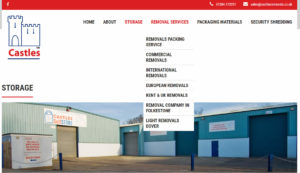 castle removals and shippers new website re-design web page