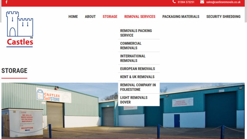 castle removals and shippers new website re-design web page