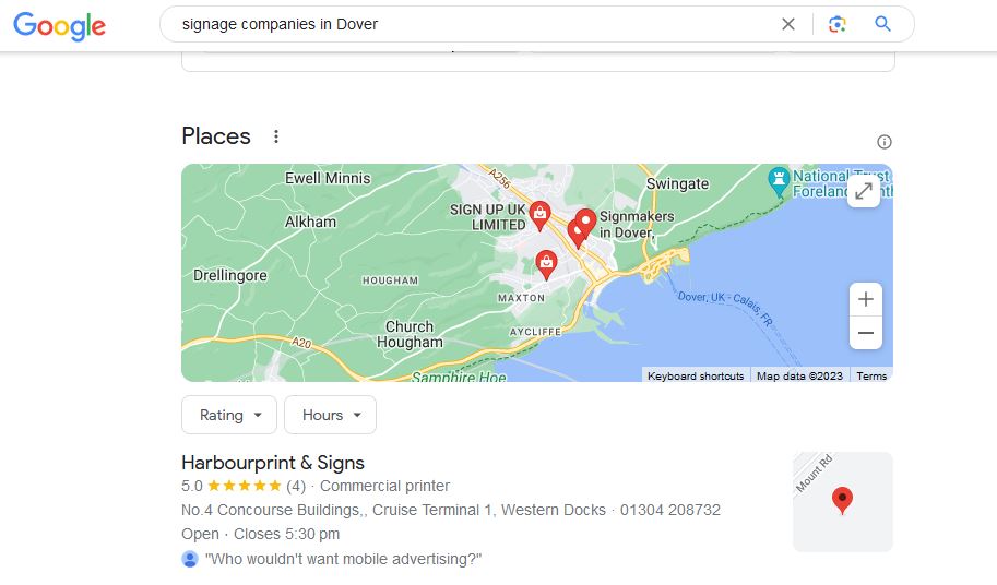 google search signage in Dover