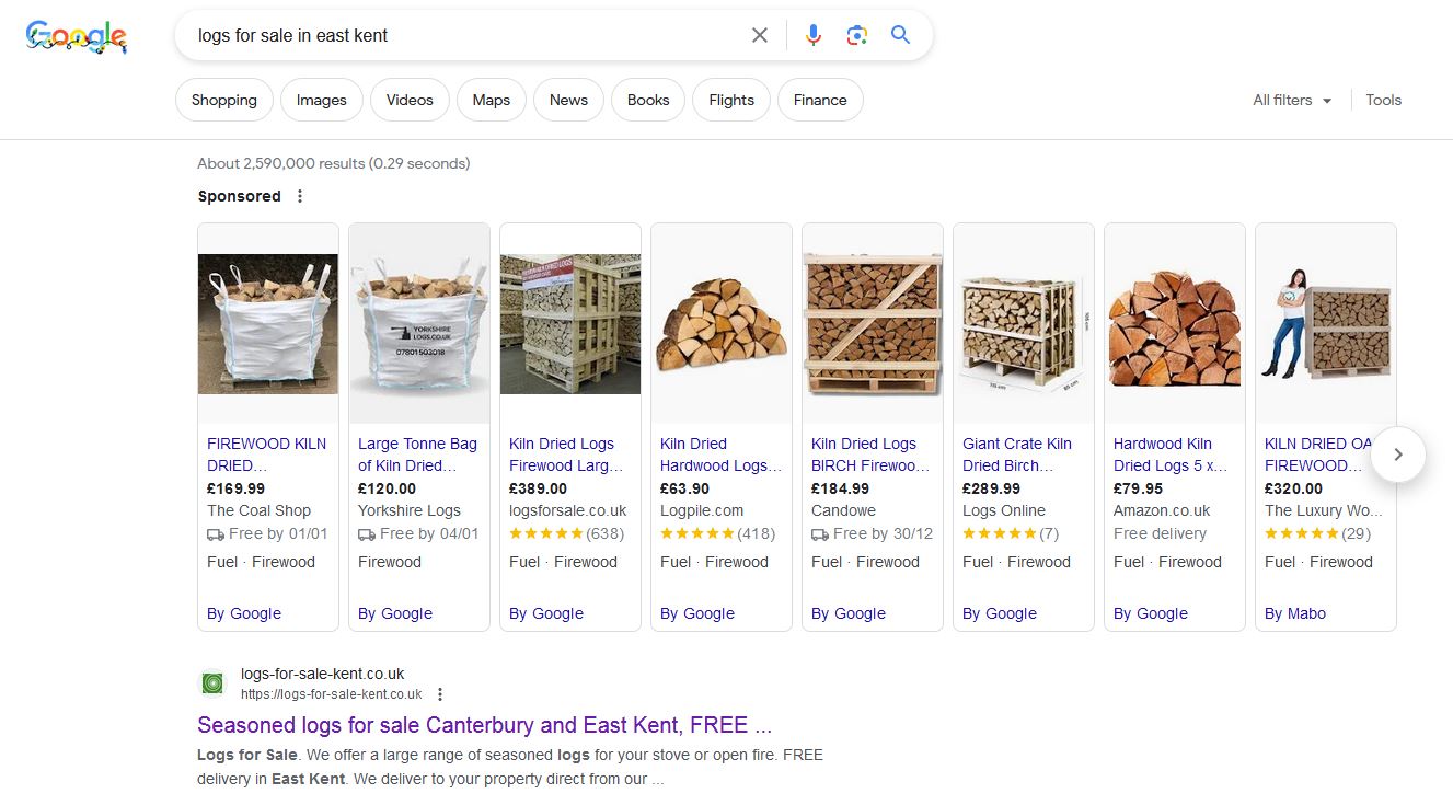 kiln dried logs for sale in east kent google search results